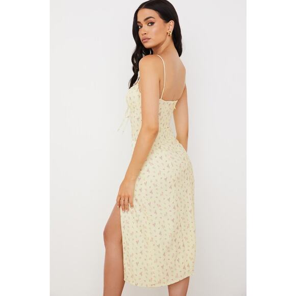 House Of CB Carina Lemon Floral Bustier Midi Dress - L Yellow - Picture 5 of 5